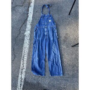 Carhartt Bib Overalls Mens 38x30 Blue Denim Workwear Carpenter